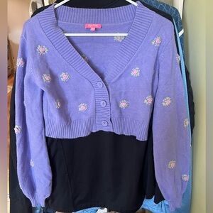 Purple Floral Women's Knit Sweater